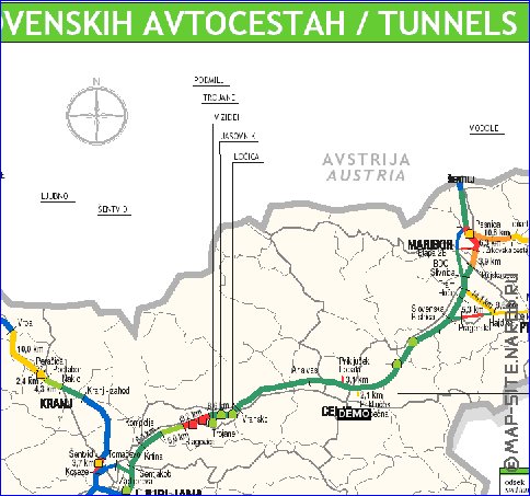 mapa de de estradas Eslovenia