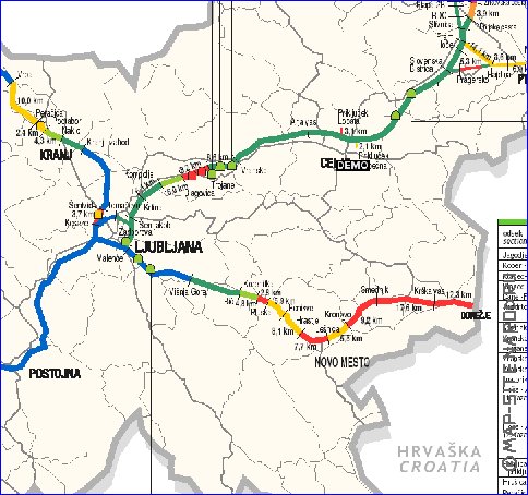 mapa de de estradas Eslovenia