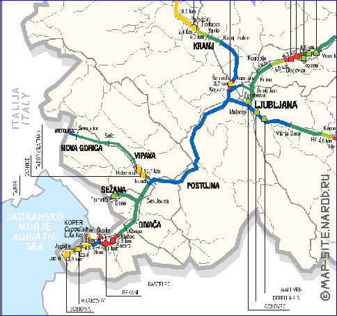 mapa de de estradas Eslovenia