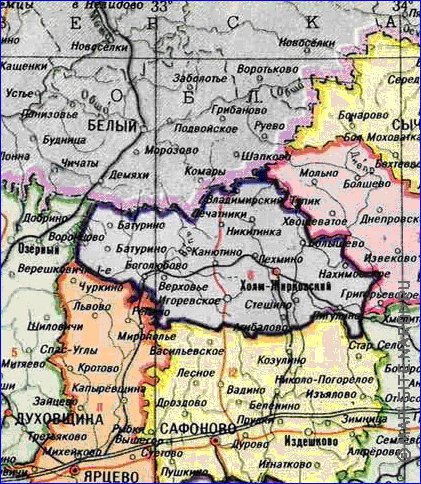 Administratives carte de Oblast de Smolensk