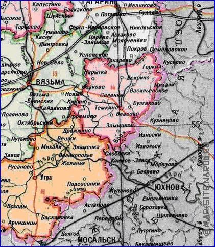 Administrativa mapa de Oblast de Smolensk