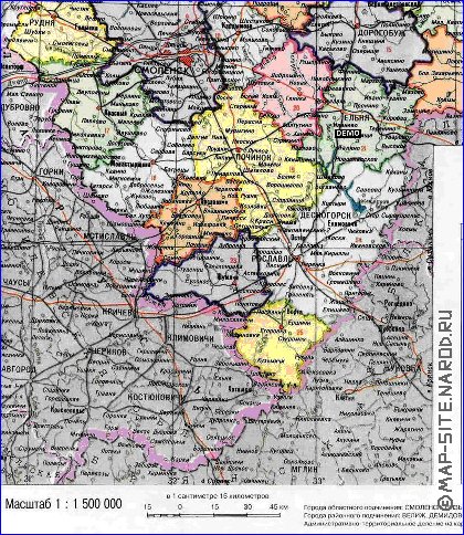 Administrativa mapa de Oblast de Smolensk