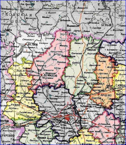 Administrativa mapa de Oblast de Smolensk