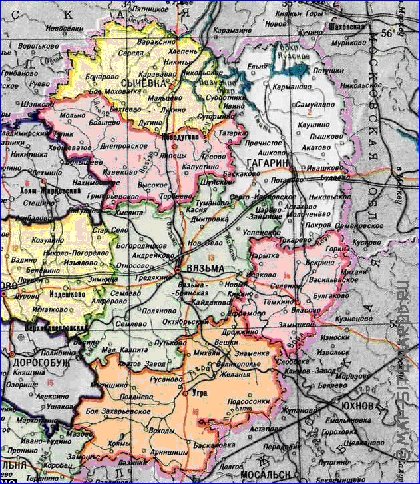 Administrativa mapa de Oblast de Smolensk