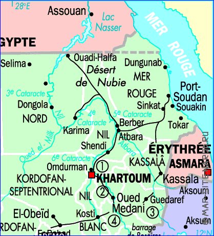 Administratives carte de Soudan