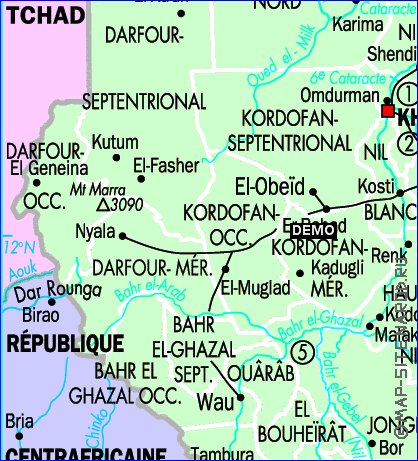 Administrativa mapa de Sudao em frances