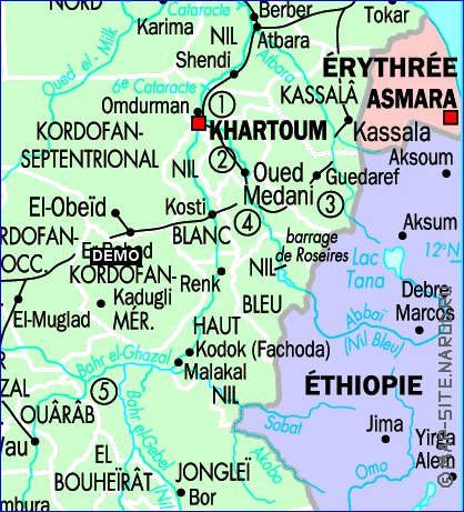 Administrativa mapa de Sudao em frances