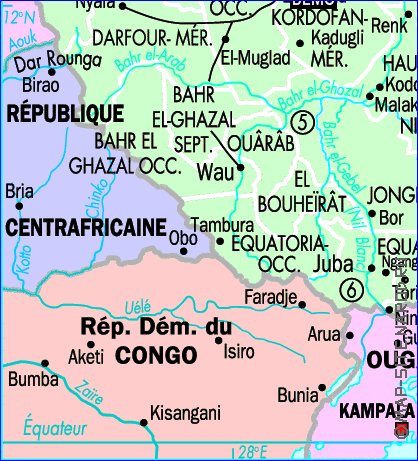 Administrativa mapa de Sudao em frances