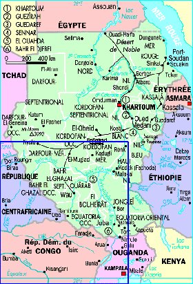 Administrativa mapa de Sudao em frances