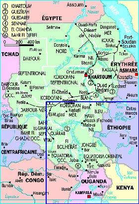 Administrativa mapa de Sudao em frances