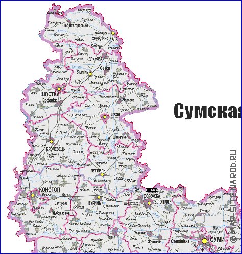 carte de Oblast de Soumy