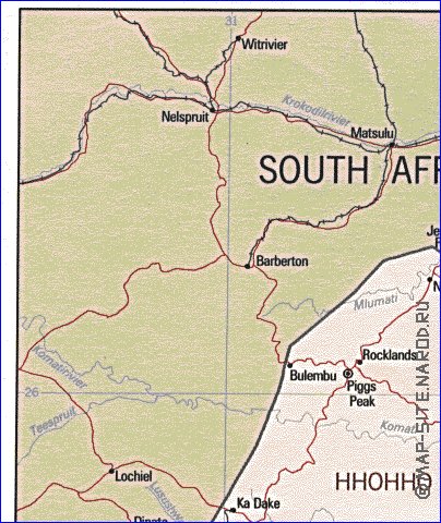 carte de Swaziland