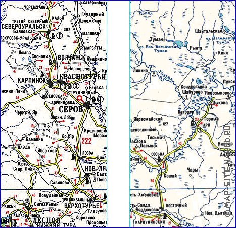 carte de des routes Oblast de Sverdlovsk