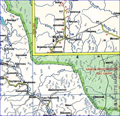 carte de des routes Oblast de Sverdlovsk