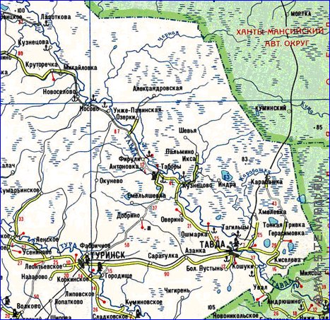 carte de des routes Oblast de Sverdlovsk