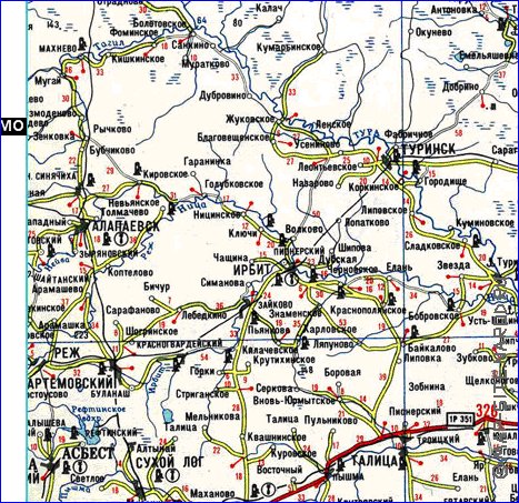 carte de des routes Oblast de Sverdlovsk