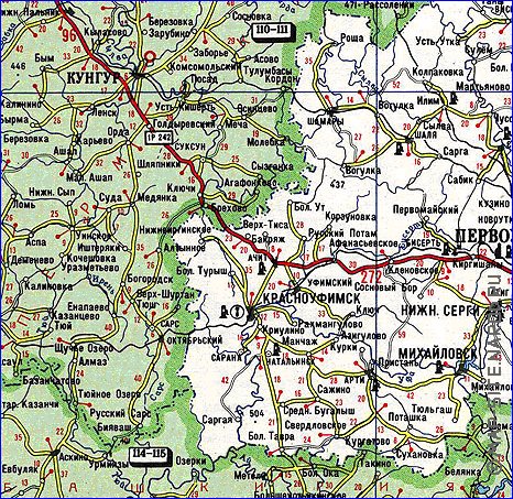 carte de des routes Oblast de Sverdlovsk