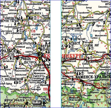 carte de des routes Oblast de Sverdlovsk