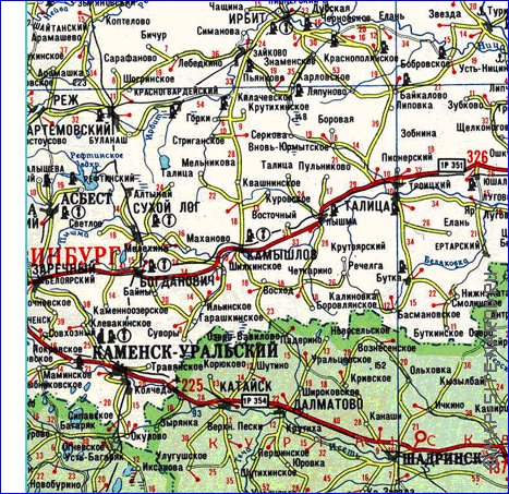 carte de des routes Oblast de Sverdlovsk