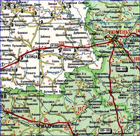 carte de des routes Oblast de Sverdlovsk