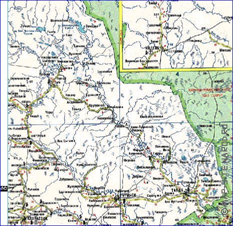 carte de des routes Oblast de Sverdlovsk