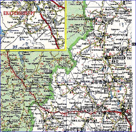 carte de des routes Oblast de Sverdlovsk