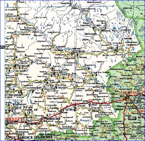 carte de des routes Oblast de Sverdlovsk