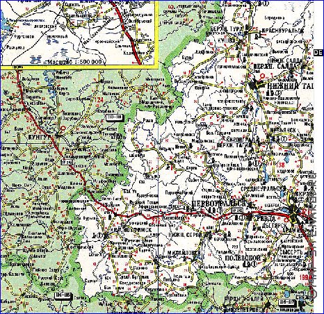 carte de des routes Oblast de Sverdlovsk