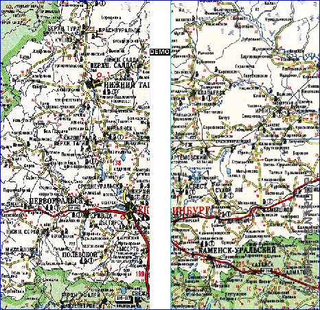 carte de des routes Oblast de Sverdlovsk