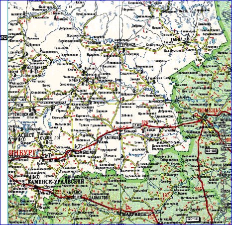 carte de des routes Oblast de Sverdlovsk