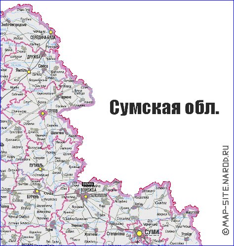 Сумская область где находится на карте